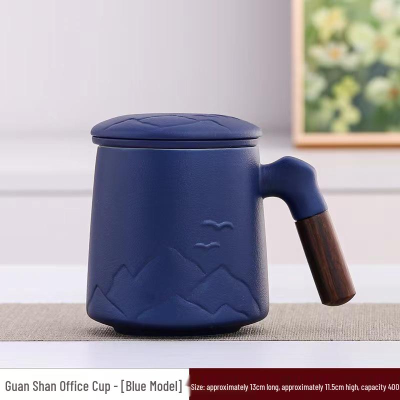 Ceramic Tea Brewing Cup: Coarse Pottery Personal Mug with Engraving - Perfect for Office or Souvenir Gift