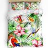 Parrot King Queen Bedding Set Cute Birds Colourful Feather Duvet Cover Tropical Flowers Comforter Cover Polyester Quilt Cover