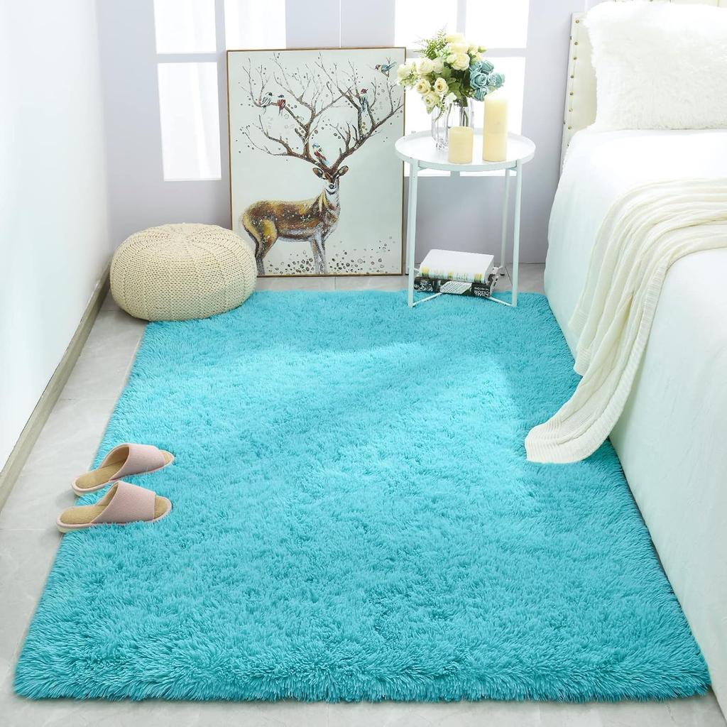 Solid Color Plush Carpet Children'S Bedroom Soft Fluffy Mat Living Room Baby Room Nursery Playroom Decorated Area Carpet