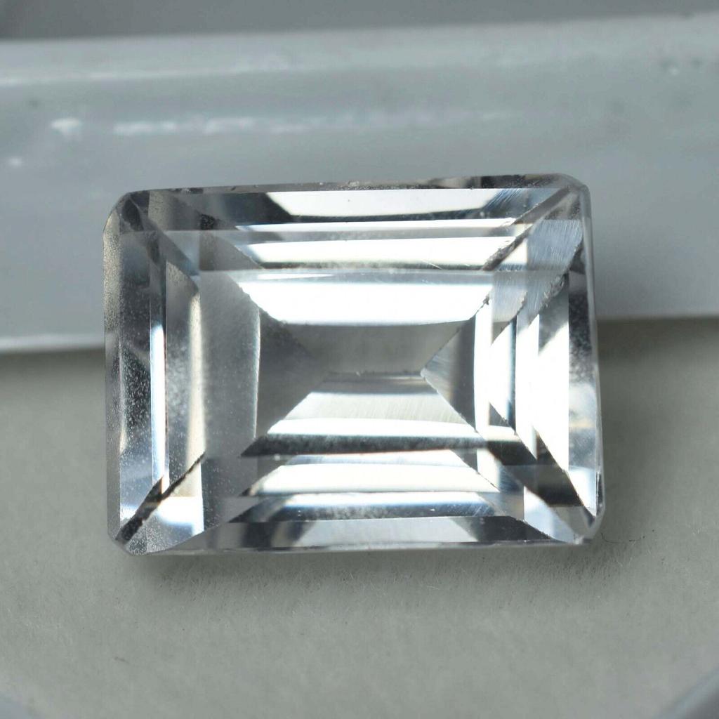 8.50 Ct Naturalny Biały Szafir AA+ CERTYFIKOWANY Idealny Szmaragdowy Szlif Luźny Kamień Y-39251481
