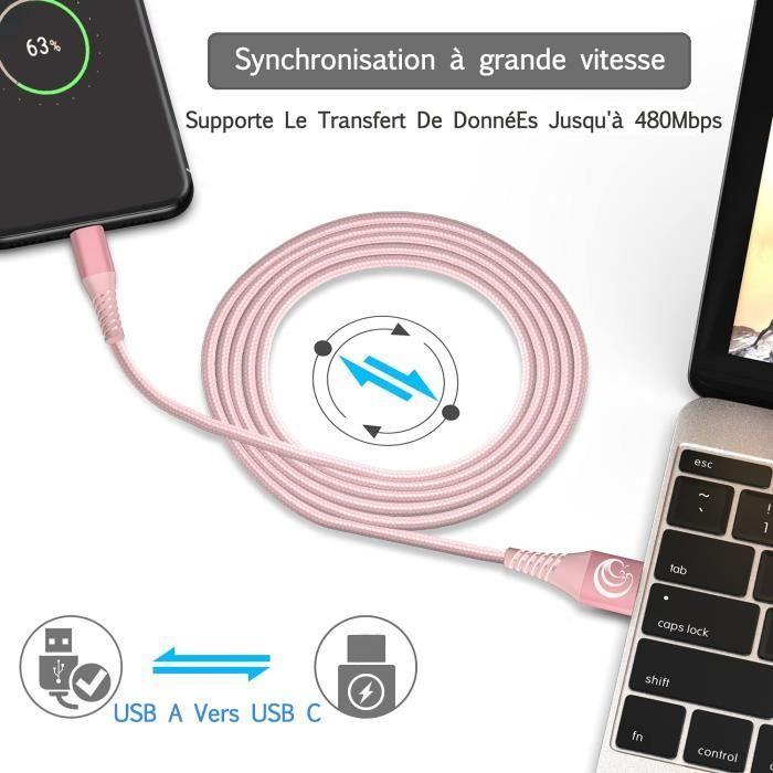 Câble USB Type C [2M,Lot de 2] Chargeur Cable 3A Charge Rapide Nylon Tressé Ultra Solide Cordon pour Samsung Galaxy S21 S20 S8 [83]