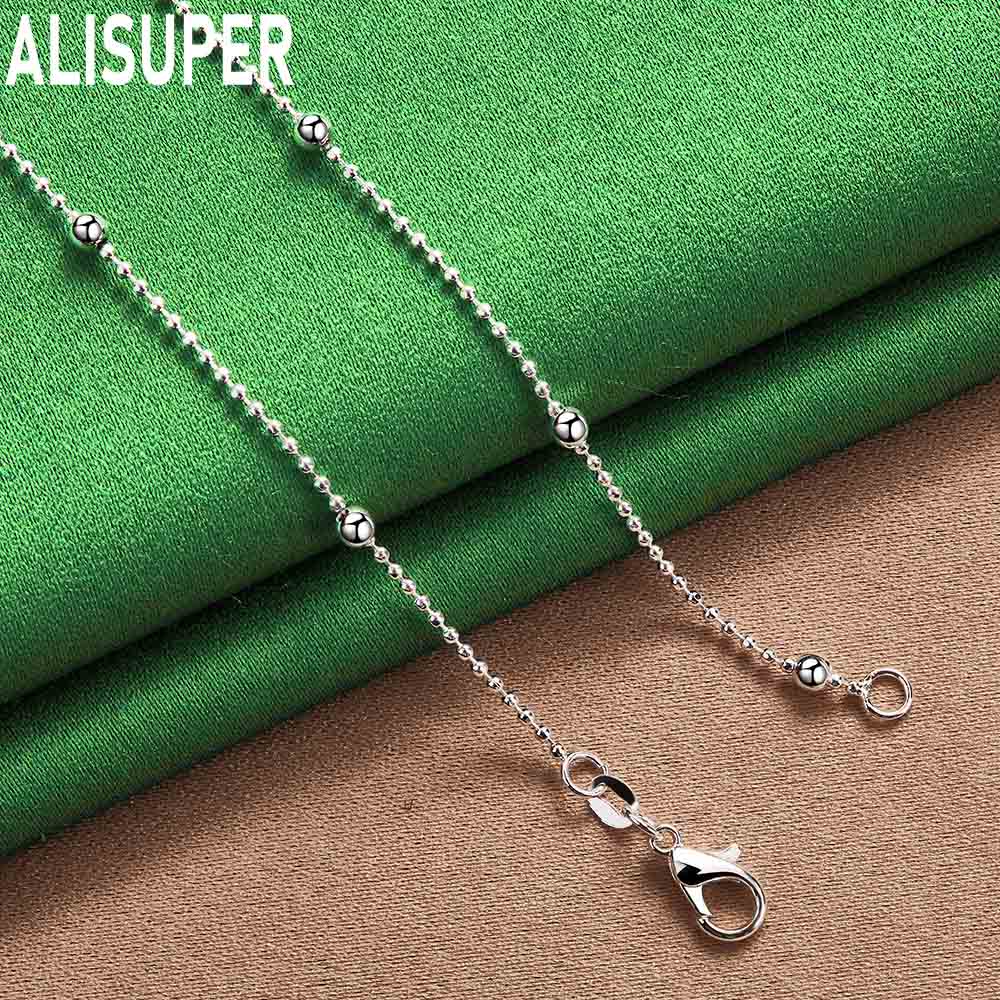 925 Sterling Silver 40-60cm Bead Necklace Fashion Wedding Jewelry