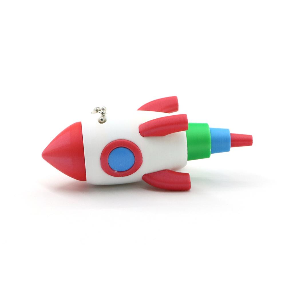 3D Printed Rocket Shaped Keychain Stress Relief Toy Durable Soft Material Portable Key Ring Fidget Toy for Anxiety and Focus