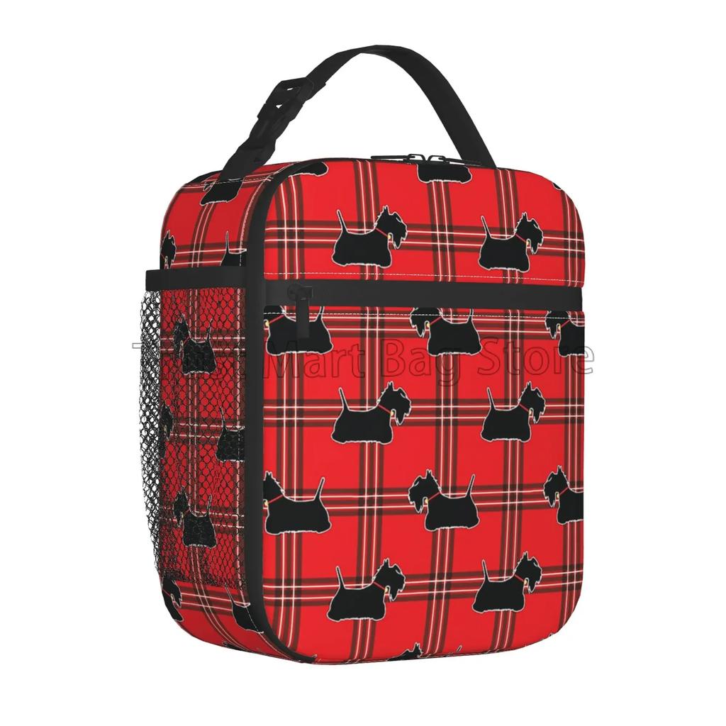 Cute Scottie Dog Pattern Insulated Lunch Bag for Women Boys Girls Reusable Thermal Lunch Tote Box for Work School Travel Picnic