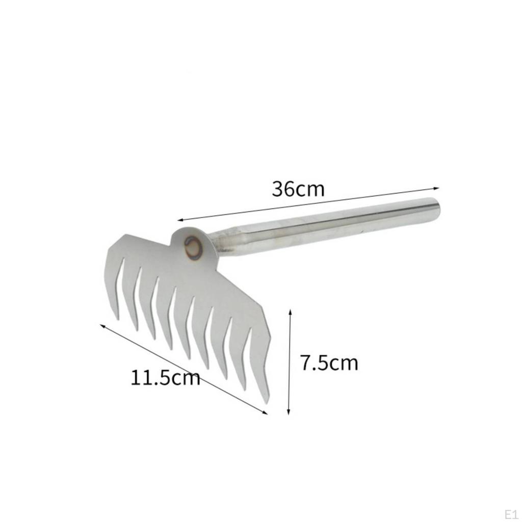 Hand Weeder with Rake Head Stainless Metal Garden Weeding ImplementPiece Soil Loosening for