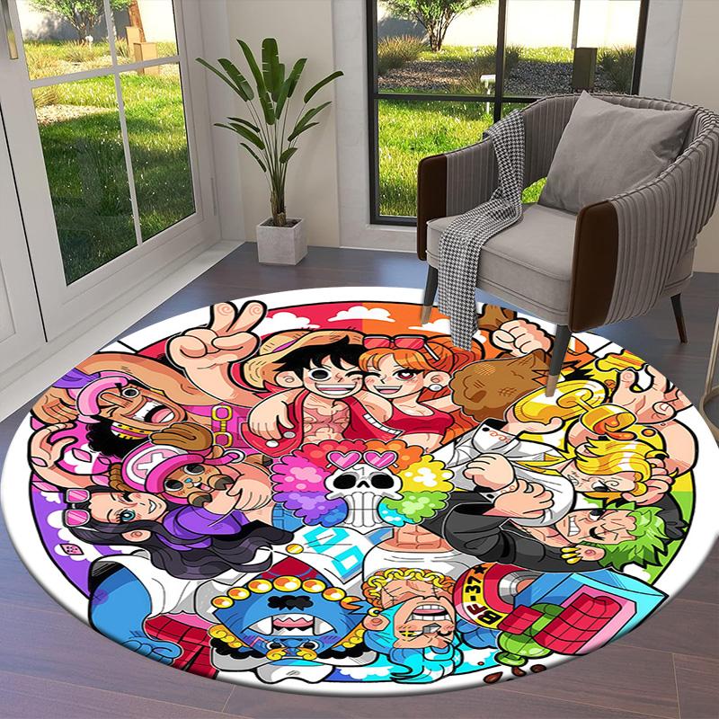 One Piece Monkey D Luffy Round Area Rug Carpet Rug For Living Room Bedroom Sofa Playroom Decor Nonslip Floor Mat