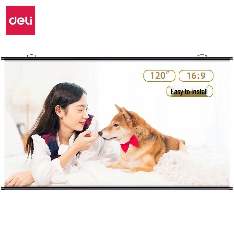 Deli 120-inch 16:9 Wall-Mounted Projector Screen