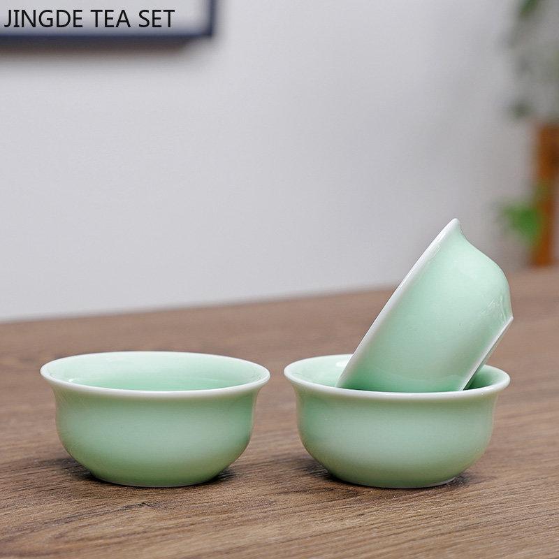 3pcs Customized Celadon Teacup Chinese Ceramic Tea Cup Set Household Small Tea Bowl Master Cup Traditional Tea Accessories