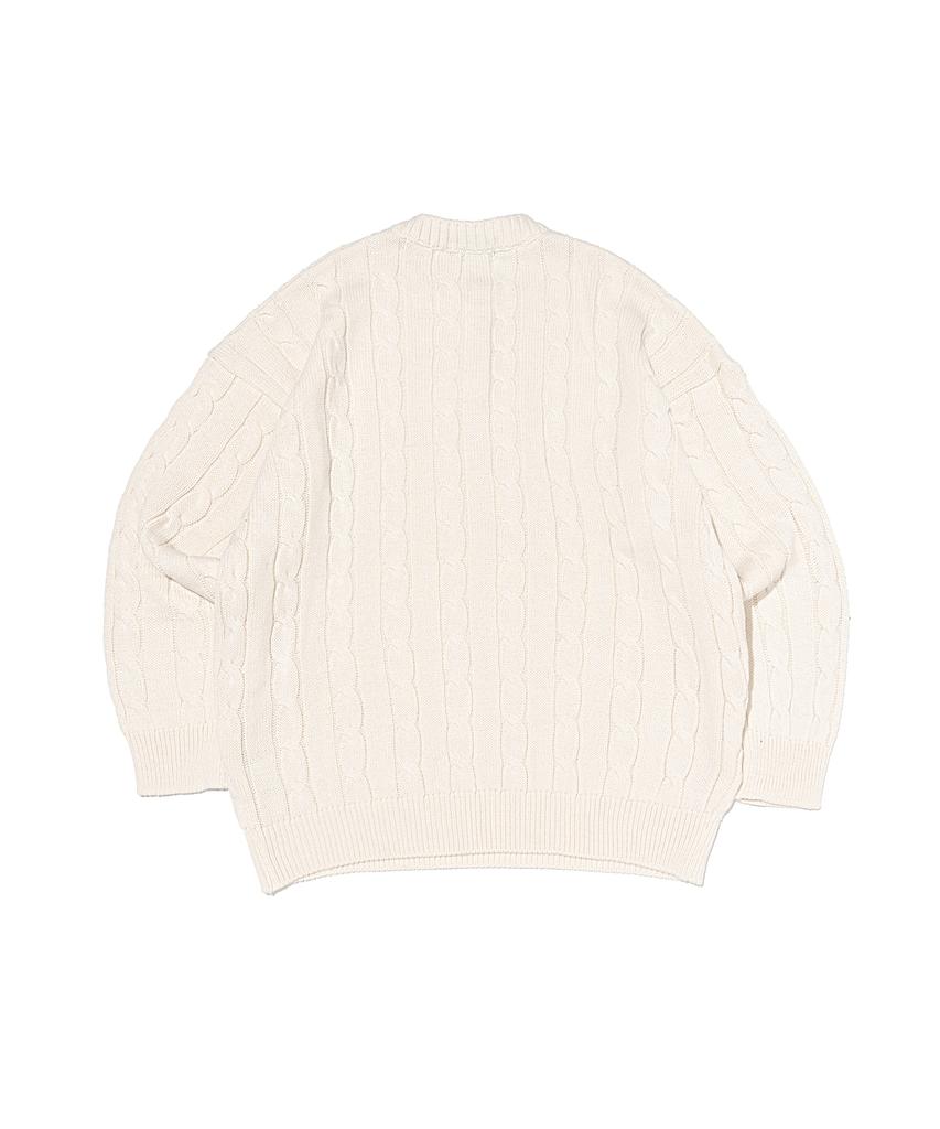 OTHERFITS Cable Henley Neck Overknit (Ivory)