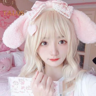 2Pcs Girls Headbands with Lace Bowknot Plush Animal Long Ears Decor Headband Costume Christmas Parties Fluffy Hair Accessories