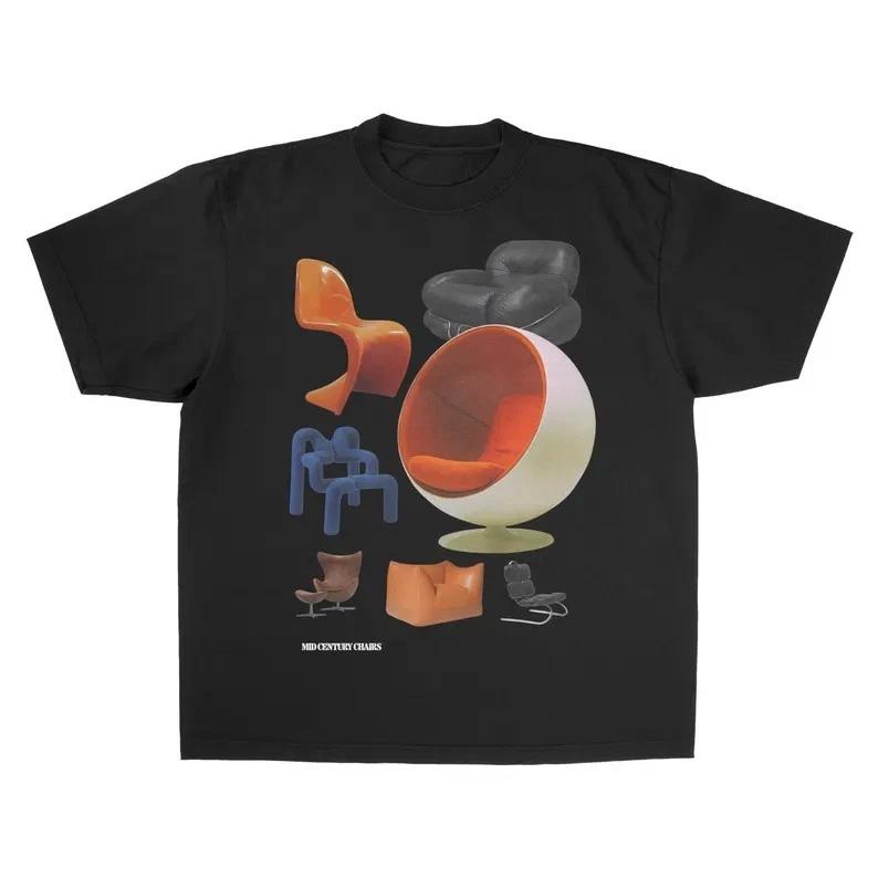 Vintage 90s Mid Century Chairs Graphic Tee XXXXL