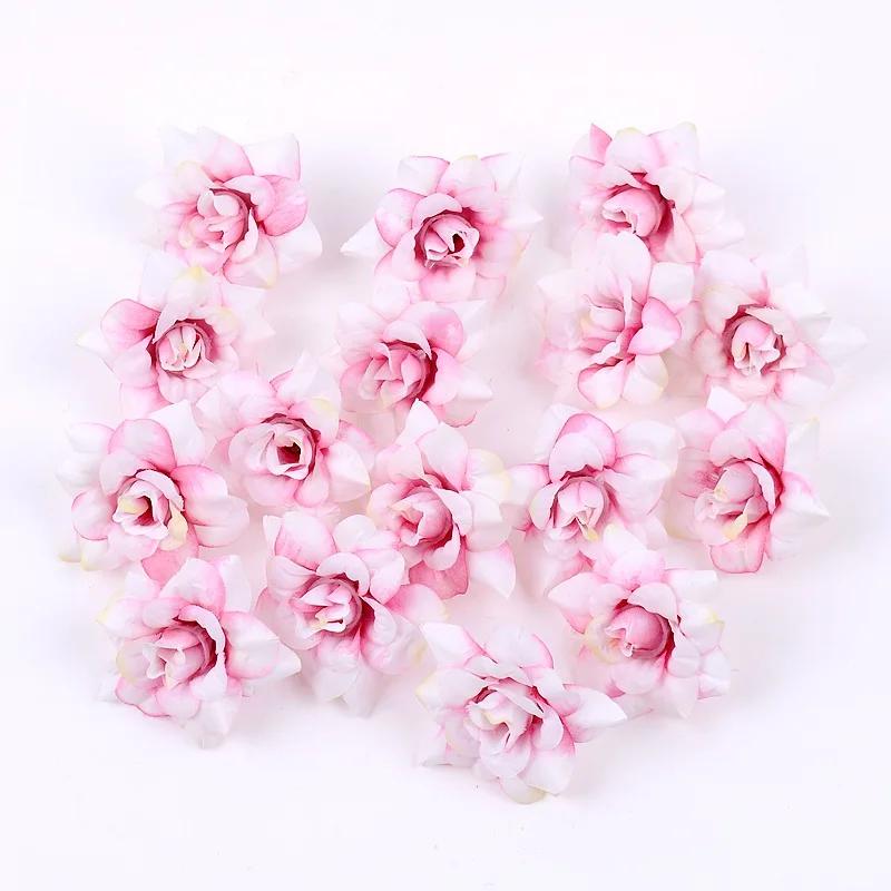 10Pcs Artificial Flower 4.5cm Silk Rose Head For Wedding Home New Year Decoration DIY Garland Scrapbook Gift Box Craft Flowers