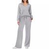 Suéter de cuello en V de manga larga deportivo informal de moda de otoño e invierno para mujer, pantalones de pierna ancha, traje de dos piezas