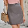Women Summer Pu Leather Elastic Stretch Solid Color A Line Casual Short Skirt