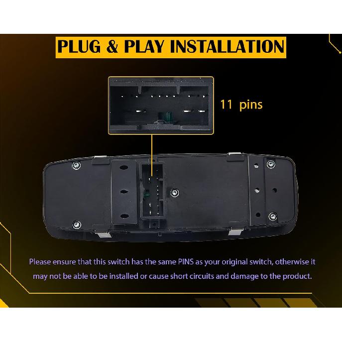 11 Metal P.Master Power Window Switch For 2011-2014 Dodge Charger,2011-20 Crysler 300,2015-17 Crysler 200.2016 Dodge Ram