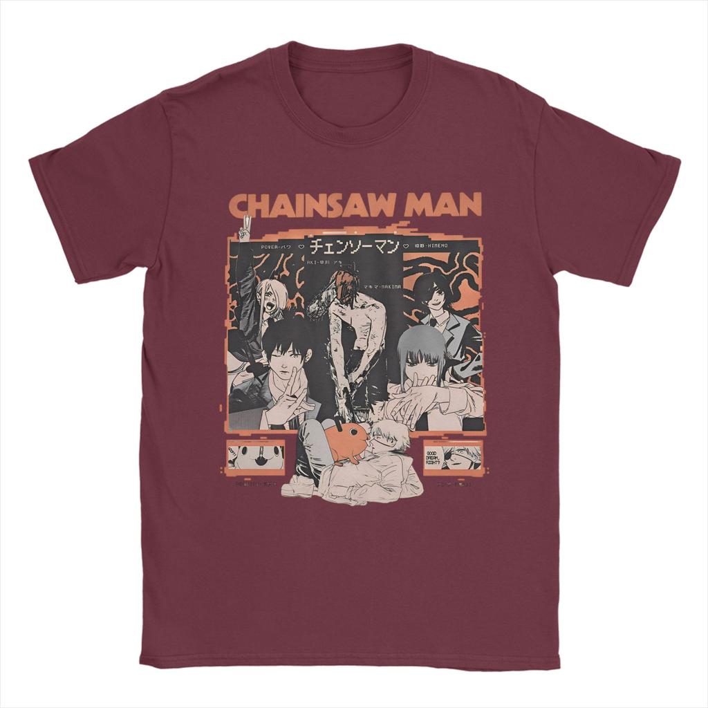 Chainsaw Man Makima Power Reze Camisetas 100% Algodón Camisetas Divertidas Cuello Redondo Camisetas de Manga Corta de Manga Corta Verano