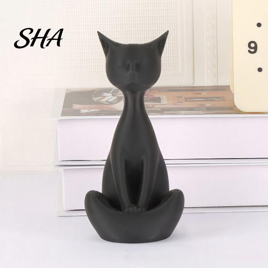 Cat Desk Decor 3D Printed Meditating Figurine, Modern Abstract Sculpture with Cross-Legged Pose, Narrative Space Decoration Minimalist for Office