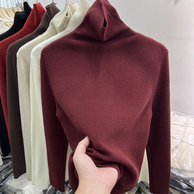 Autumn Winter 2026 Women's Pullover New Solid Color Slim Turtleneck Sweater Warm Soft Knitted Casual Knitted Base Layer Tops 45