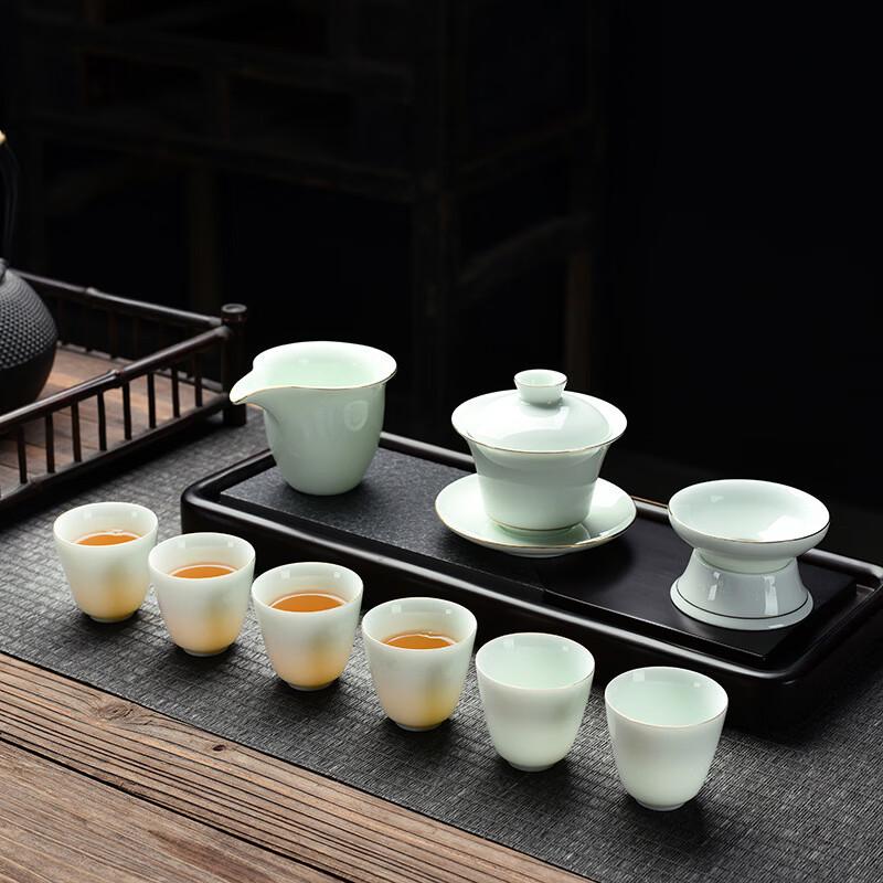 Handun Suet Jade Shadow Green Kung Fu Tea Set