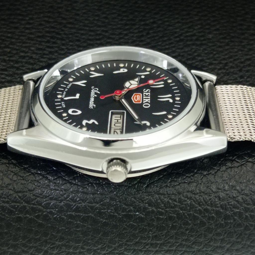 AUTOMATIC VINTAGE REFURBISHED SEIKO 5 6309A JAPAN MENS BLACK WATCH a442419-1
