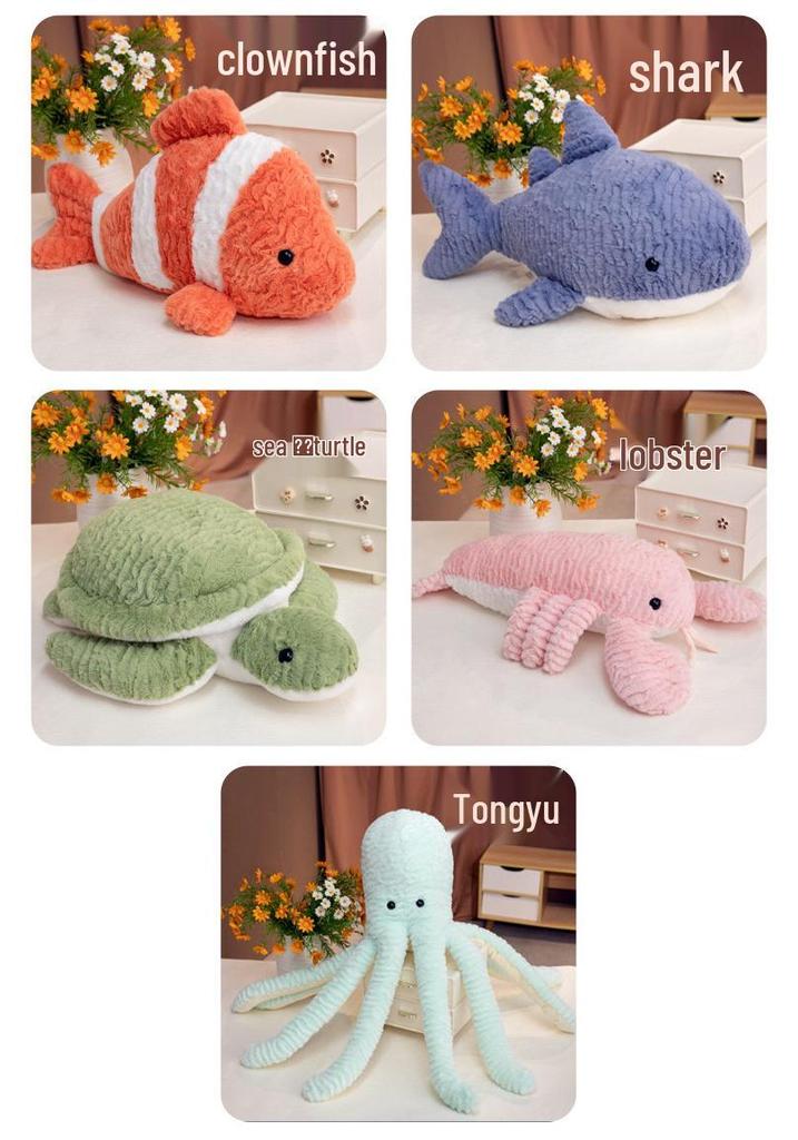 Clownfish, Shark, Octopus, Sea Turtle, Lobster Plush Toy Set – Kids' Aquarium Souvenir Gift