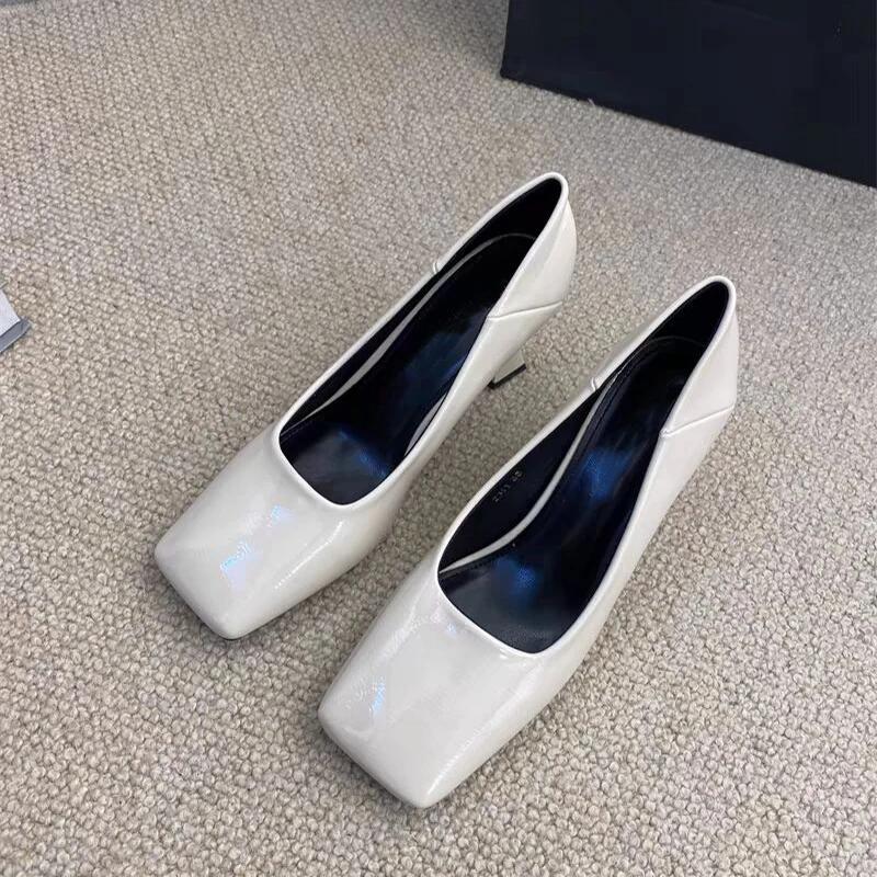 

Роскошные дизайнерские туфли Мэри Джейн с квадратным носком, модные туфли без застежек, осенние женские туфли-лодочки для работы и делового платья 38
