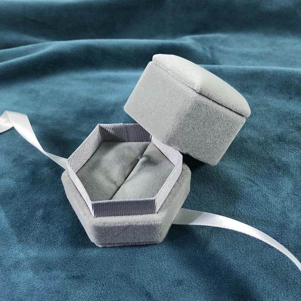 Ribbon Flocking Ring Box Velvet Ring Display Case Portable Jewelry Organizer  Spouse