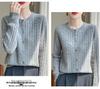 White Cable Knit Cardigan Coat - Women's Korean Slim Fit, Autumn Long Sleeve Sweater