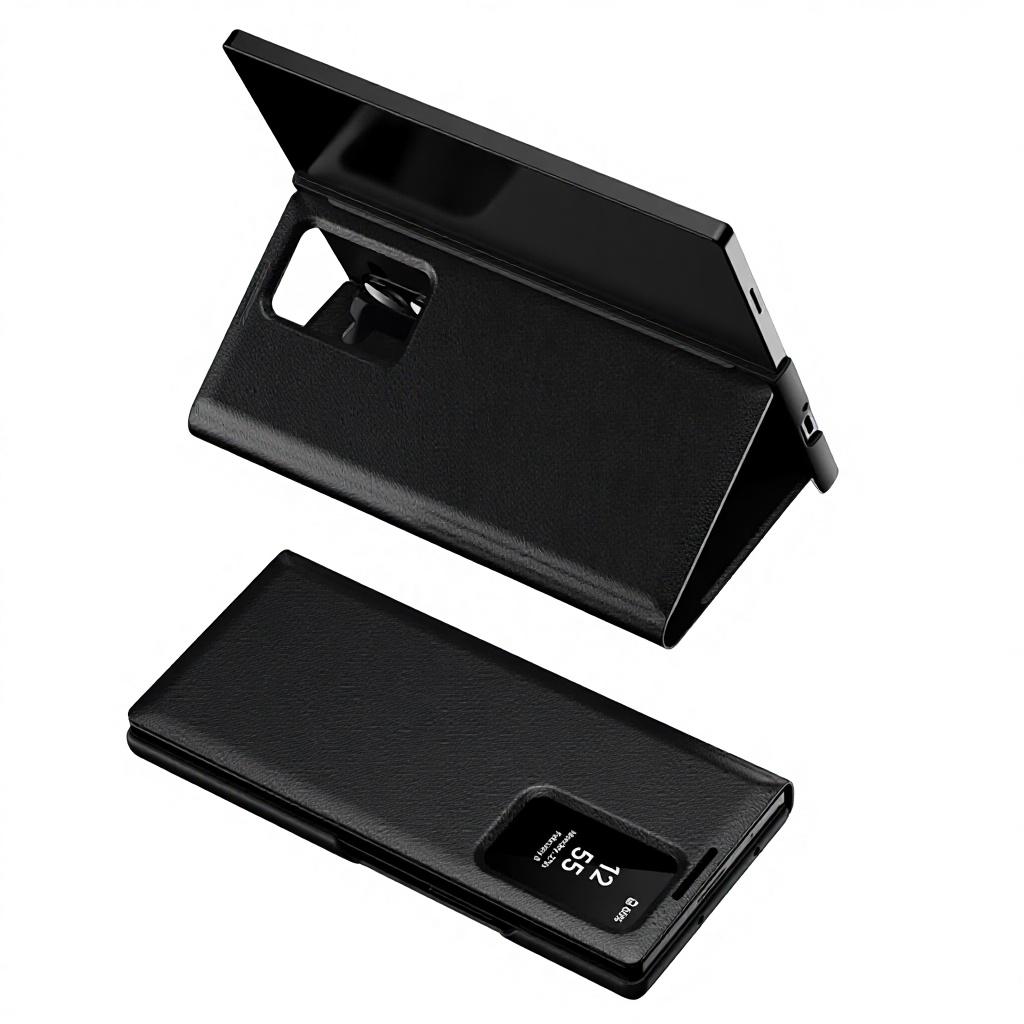 Pour Z Fold7/6 Étui Magnétique de Luxe pour Téléphone Portable à Rabat sans Fenêtre Intelligente de Veille Pliable en Trois Cuir Style Officiel