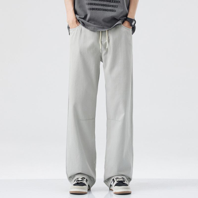 Spring and summer Lyocell Tencel American trend loose straight wide-leg pants men's retro casual pants men