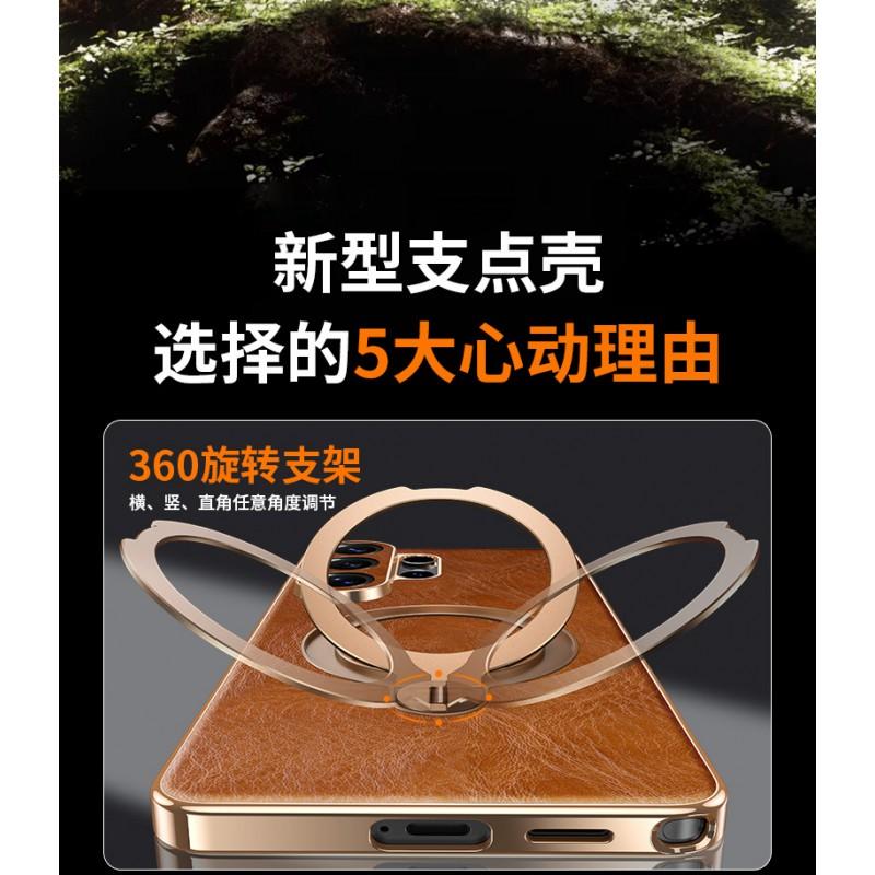 Rotating Stand Phone Case S26Ultra Shockproof Electroplated Precise Lens Cut Magnetic Oil Wax Leather