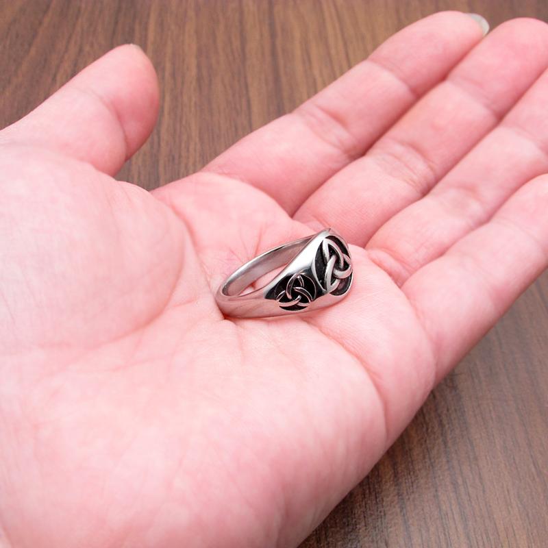 Vintage Celticský symbol Triquetra Nerezová ocel Pánské prsteny Prsten s uzlem Trinity Amulet Severské Biker Šperky Dárky