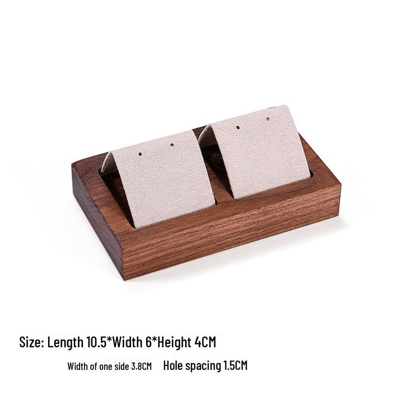 Walnut Wood Microfiber Jewelry Display Set for Necklace, Ring, Earrings, and Bracelet.