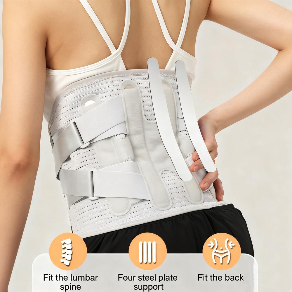 Breathable Back Brace For Men Lower Back Pain With 4 Metal Stays, For Sciatica, Herniated Disc, Scoliosis And More Pain Relief