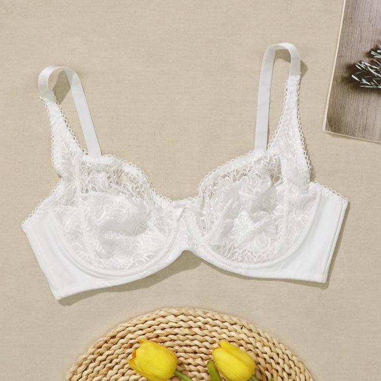 Plus Size Lace Bralette Women Thin Brassiere with Wire No Foam Pad 75C 80D 100C 105D