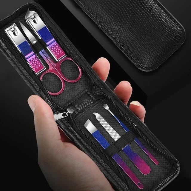 Germany 6 Pcs Portable Luxury Manicure Sets Pedicure Kits Bright Black Nail Clipper Set Personal Care Tools Eyebrow Scissors