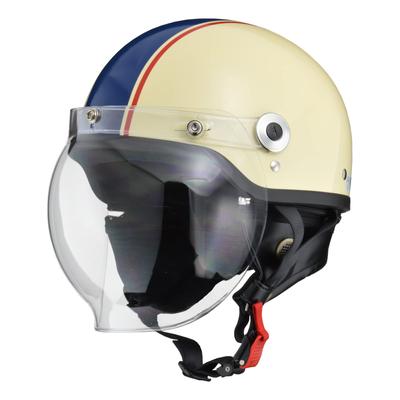 Motorcycle Helmet Jet CROSS with Bubble Shield Ivory X Navy FREE Circumference Than [Lead Industries] CR-760 - (Head 57cm~less 60cm)