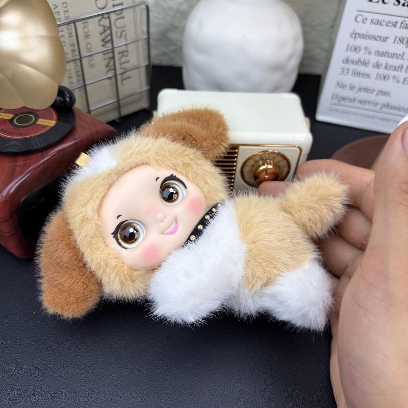 Süße Vinyl-Kätzchen-Puppe Plüsch-Schlüsselanhänger Weich Kawaii Bauchlage Welpen-Plüschtier Anhänger Heimdekoration Rucksack-Dekoration Paargeschenke