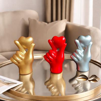 Valentijnsdag Liefde Hart Hand Ornament Hartvorm Gebaar Hars Beeldje Beeld Sculptuur Huis Kantoor Bruiloft