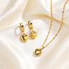 High Quality Heart Shape Earrings Necklace Set Gold Plated Love Earrings Necklaces Stainless Steel Set Jewelry Gift for Mother