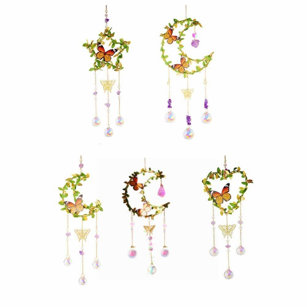 Domů Hranoly Hvězda Měsíc Motýl Duha Výrobník Závěsná ozdoba Krystaly Zvonkohra Lapač slunce