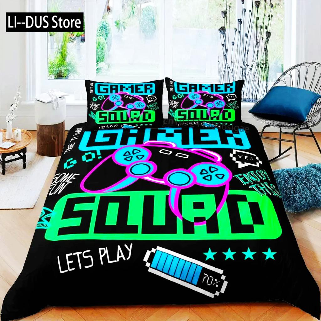 Gaming Bedding Set Game Bed Cover 135 For Adults Boys Soft Microfiber Modern Gamepad Duvet Cover Decorative With Pillowcase