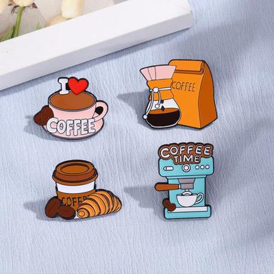 Broche papillon à fermoir à pression sur le thème du café: Broche émaillée anti-exposition à fixation à la taille pour femmes