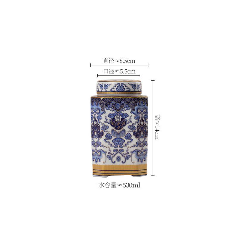 Blue and White Porcelain Tea Jar Color Ceramic Candy Jar Household Multifunctional Nuts Coffee Bean Medicinal Herb Storage Box