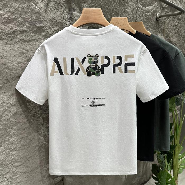 Short-sleeved T-shirt Mens Relaxed Fit Printed Thin T-shirt Summer Five-quarter Sleeve Sweatshirt T-shirt M