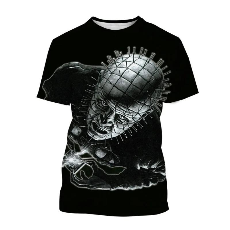 Hellraiser Horror Movie 3D Print T-Shirts Men Women Short Sleeve T Shirt Punk Street Style Harajuku Y2k Tops Tees Kids Clothing