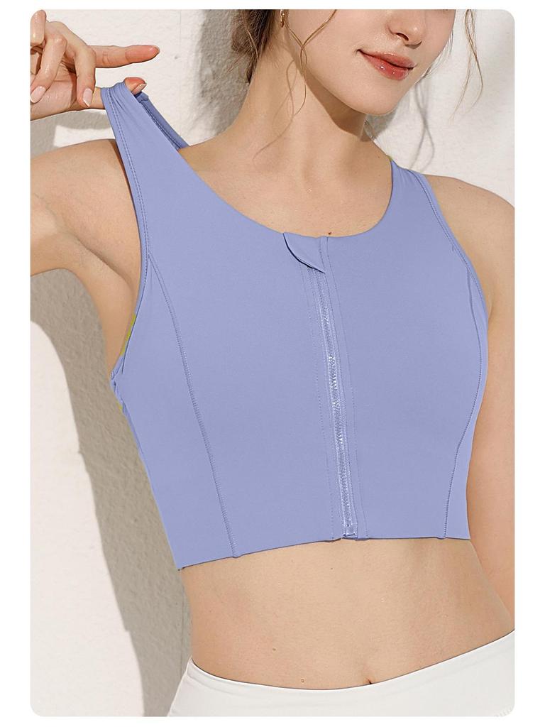 Plus Size Front Zipper Shockproof Sports Bra with Fixed Pads - Breathable, Beautiful Back Yoga Vest for Outdoor Wear