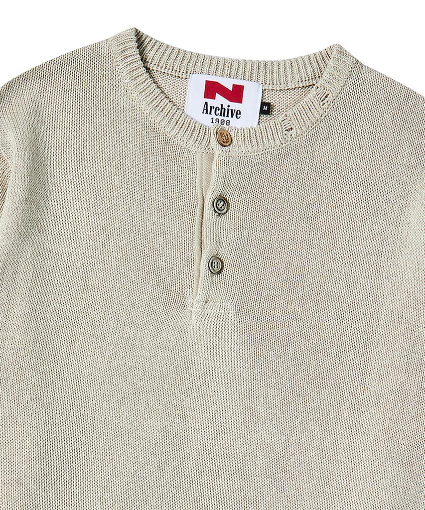 BEYOND CLOSET [Collection Line] Linen Blended Vintage Garment Henley Neck Knit Ivory