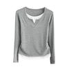 Look Due Pezzi da Donna Taglie Forti Maglietta a Maniche Lunghe - Stile Europeo Modellante, Perfetta per Primavera/Autunno