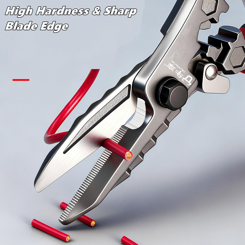 Multi-functional Electrician Scissors, Crimping Wire Cutting Tool With Wrench Aviation Snips For Metal Sheet And Cable Cutting